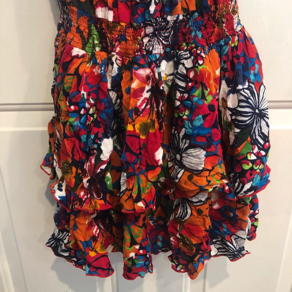 Zara Colorful Floral Mini Dress Ruffle Tiered - Picture 3 of 8